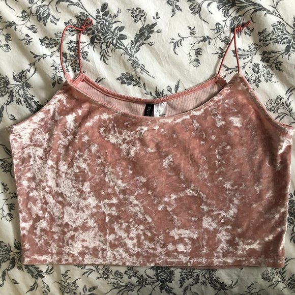 2 for $20 ❤️ H&M Pink Velvet Crop Tank - Picture 1 of 2
